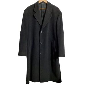 Andrew Fezza Cashmere Blend Charcoal Grey Button Up Long Coat Size S-42